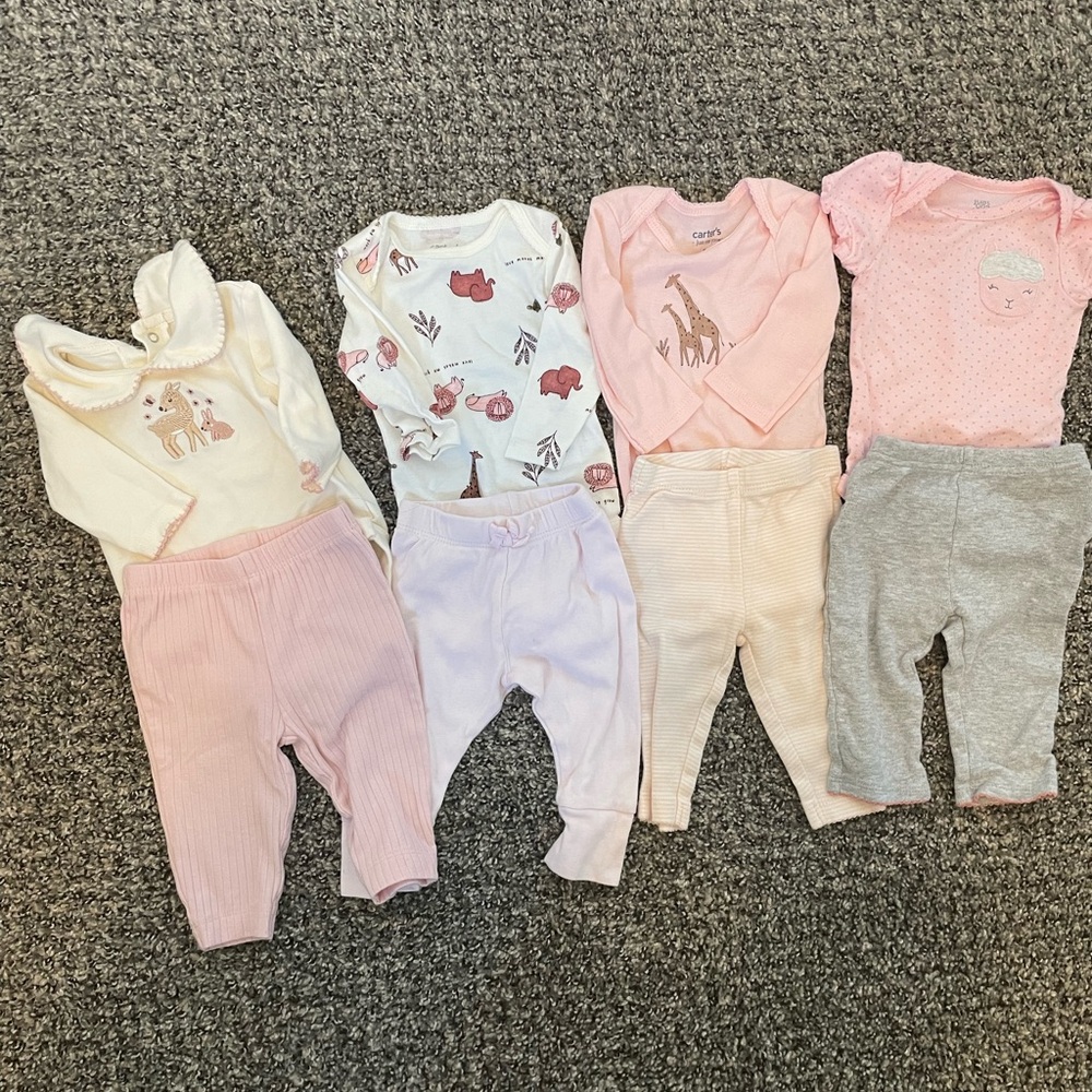 8 piece mix and match baby girl outfits (0-3 month)